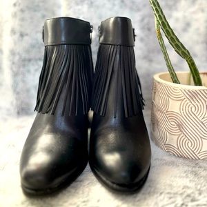 ALDO black Thalia fringe ankle boots.
